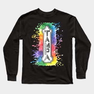 Rainbow Splatter Tampa Theater Sign Long Sleeve T-Shirt